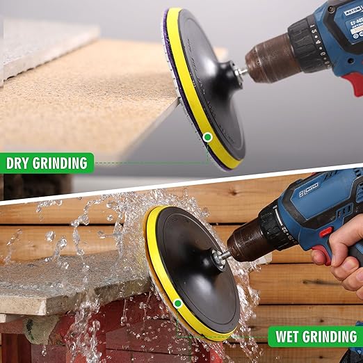 8PCS Diamond Polishing Pads 7 Inch, Wet/Dry Concrete Polish Tools Kit for Drill, Grinder, Polisher, 50-3000 Grit Polishing Set for Marble Granite Quartz Stone