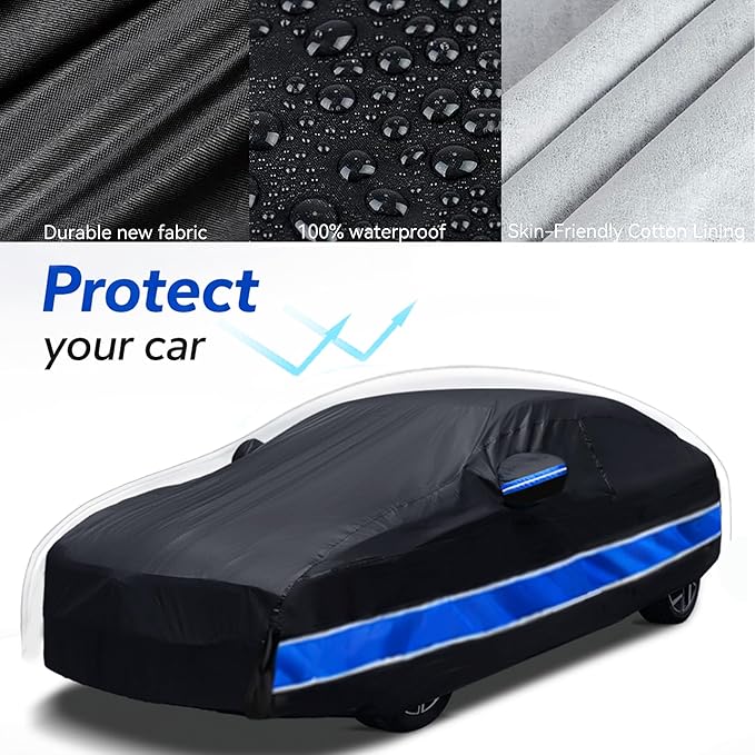 Car Cover Compatible with Honda Accord,10-Layer Car Cover Waterproof All Weather,Full Exterior Cover with Cotton Lining,Sun Rain UV Dust Snow Protection with Door Zipper,Fit for Sedan/Coupe 2001-2025