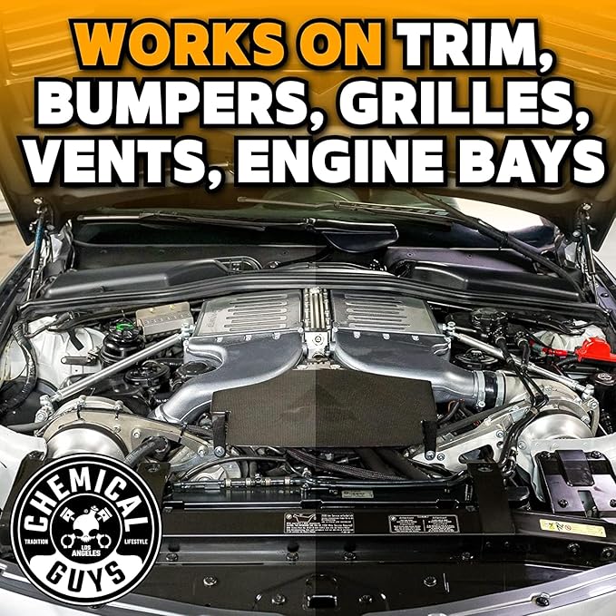 Chemical Guys Black On Black Trim Shine - 2 Pack,11 oz Each, Sprayable Dressing for Trim, Tires, Plastic & Vinyl High Gloss Finish, Dry-to-The-Touch, Easy Spray Application