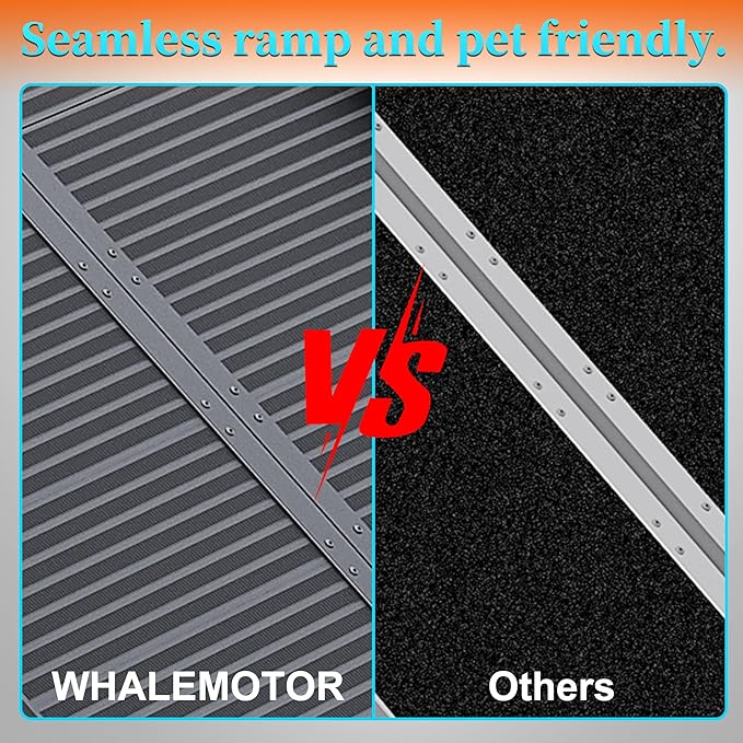 WHALEMOTOR Black Portable Wheelchair Ramp, 5FT No-sew Non-Slip Aluminum Wheelchair Ramp, Folding Portable Wheelchair Ramps for Home, Weight Capacity Up to 800 LBS, Loading Dock Plates