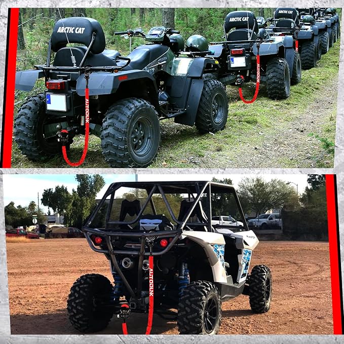 4FT UTV ATV Recovery Strap 19400LBS with Winch Hook and D-Ring Shackle, Synthetic Tow Rope Premium Mudding Accessories