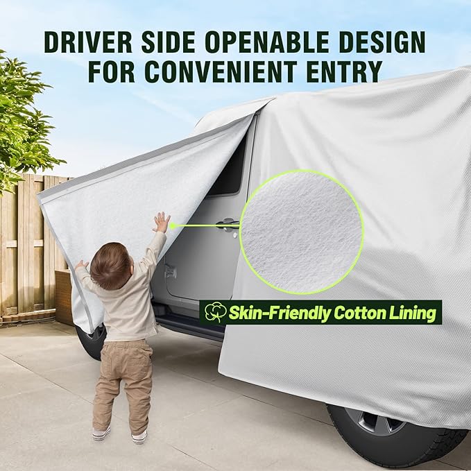 Favoto 6 Layers Truck Cover Waterproof - All Weather Heavy Duty Outdoor Pickup Car Cover Sun UV Rain Protection Windproof with Door Zipper Universal Fit (Length Up to 228 inch)