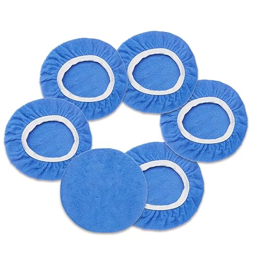 6 PCS Car Buffing Pads for 9-10 Inch Orbital Polisher, Microfiber Polishing Pad Buffer Polisher Bonnets, 9-10 Inch Polishing Pads Cover Waxing Pads for Car Detailing (Light Blue)
