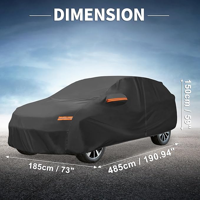 X AUTOHAUX Car Cover Outdoor Waterproof Sun Rain Snow Hail Protection with Left Side Door Zipper 210D-PU for Kia Sorento