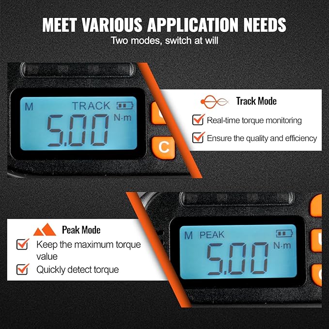 VEVOR Digital Torque Screwdriver, 1/4" Drive Screwdriver Torque Wrench, Electrician Torque Screwdriver with LCD, 2.65-70.67 in-lbs Torque Range, 0.01 N.m Increment Torque Screwdriver with Bits & Case