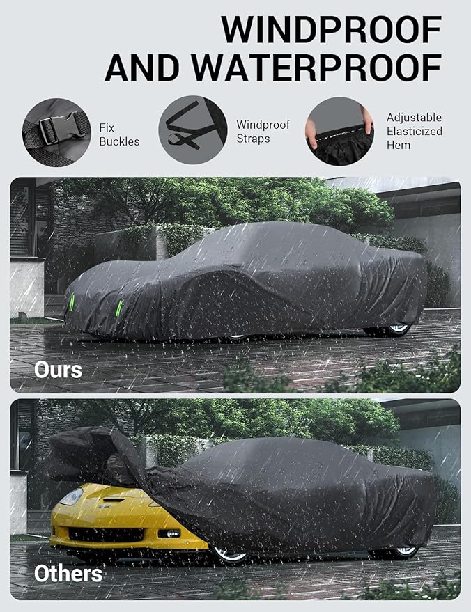 Proadsy 2026 Upgrade Car Cover Compatible with C4 Corvette 1984-1996 Windproof All Weather Waterproof Sun Rain UV Dust Snow Protection Outdoor Covers