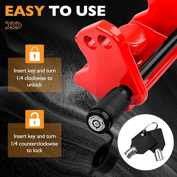 HQPASFY Trailer Hitch Lock, Trailer Coupler Lock with Pin, Heavy-Duty Coupler Lock Model Tl-33 Trailer Lock,Fits Over 2" to 2-5/16" Couplers - Red