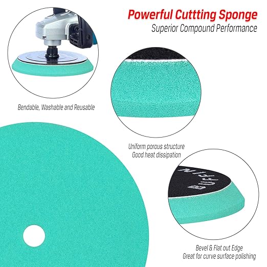 3pcs Polishing Pads for Orbital Sander, Orbital Buffing Pads Hook and Loop Foam Buffer Pad Set for Cutting, Compounding, Polishing and Waxing (5 inch) Almohadillas de pulido para lijadora Orbital