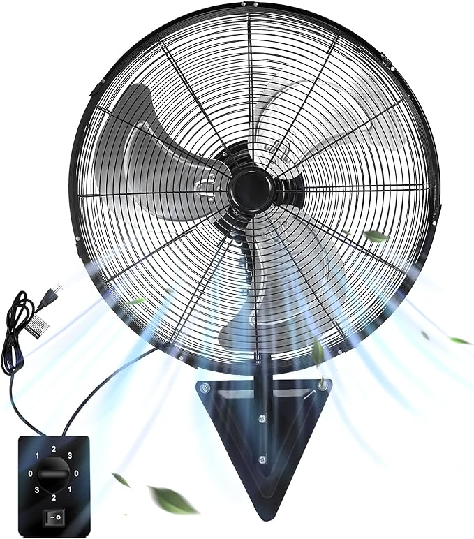 TMWINGS 20 Inch Wall Mount Fan, Heavy Duty Oscillating Wall Mounted Fan with 6600 CFM, High Velocity 3 Speed Fans with Adjustable Tilting for Workshop, Garage, Patios, Commercial and Industrial