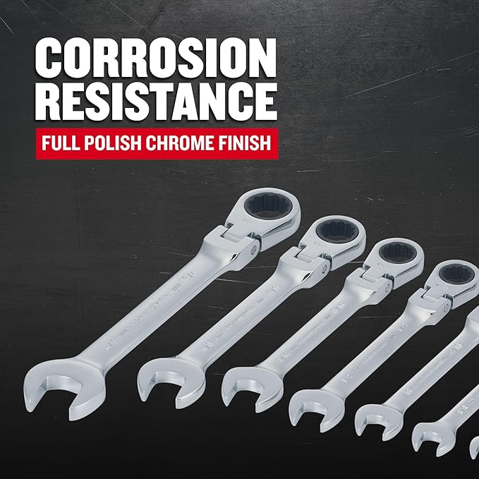 CRAFTSMAN 7-Piece SAE Flex Reversible 72-tooth Ratchet Set, Chrome Finish (CMMT87010)