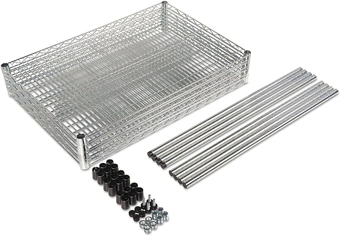 Alera NSF Certified Industrial Four-Shelf Wire Shelving Kit, 36w x 18d x 72h, Silver