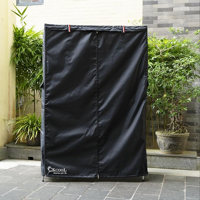 okcool Waterproof Shelf Cover,600D Heavy Duty Wire Shelving Unit Cover,Shelf Display Rack Protector Cover with Zipper,One Side See Through Panel.(Black,Fits 48" Wx24 Dx72 H''Shelves)