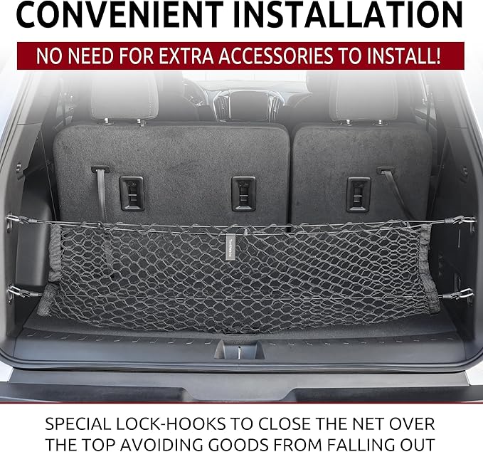 Envelope Style Trunk Mesh Cargo Net for Chevy Traverse 2018-2025 Car Accessories - Premium Trunk Organizers and Storage - Cargo Net for Truck - Best Carrier Organizer for Chevrolet Traverse