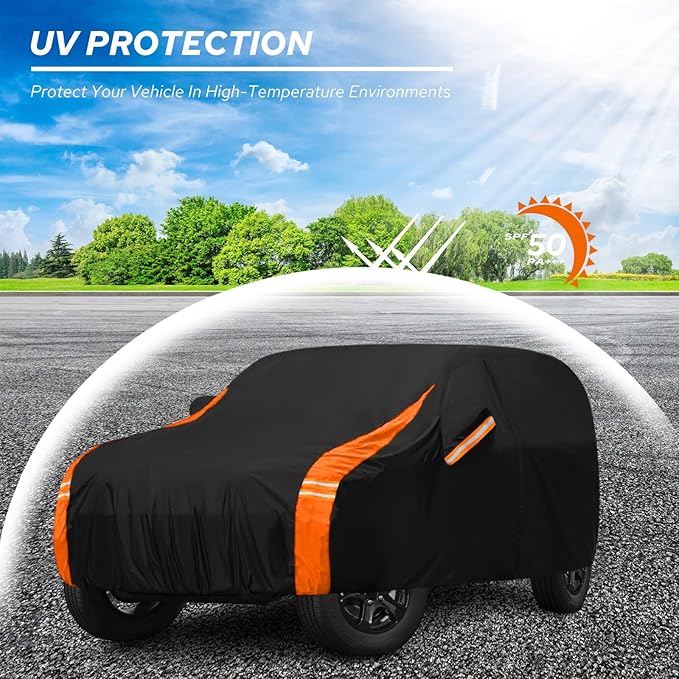 10-Layer Compatible with Jeep Wrangler Cover Waterproof 2 Door All Weather for Automobiles, Outdoor Full Exterior Soft Cotton Lining with Door Zipper, Fit for CJ YJ TJ JK JL
