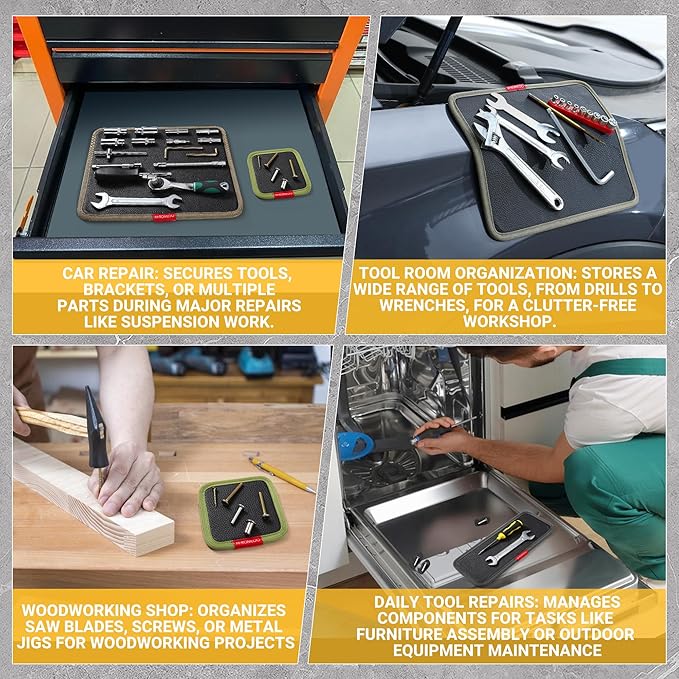 Magnetic Tool Mat Set, Mechanic's Magnetic Tray, Screw Mat & Garage Accessory （Medium）