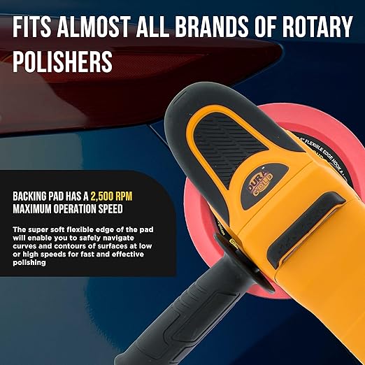 Dura-Gold Pro Series 6" Super Soft Flexible Edge Polishing Buffing Hook and Loop Backing Pad, 5/8" - 11 Threads - Rotary Polisher Buffer Backup Pad, Attach Foam Wool Buff Pads Automotive Car Detailing