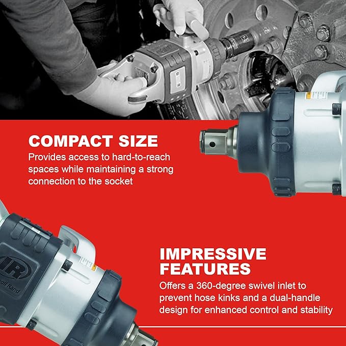 Ingersoll Rand 285B 1" Air Impact Wrench, 1475 ft-lbs Max Torque, Heavy Duty, D-handle