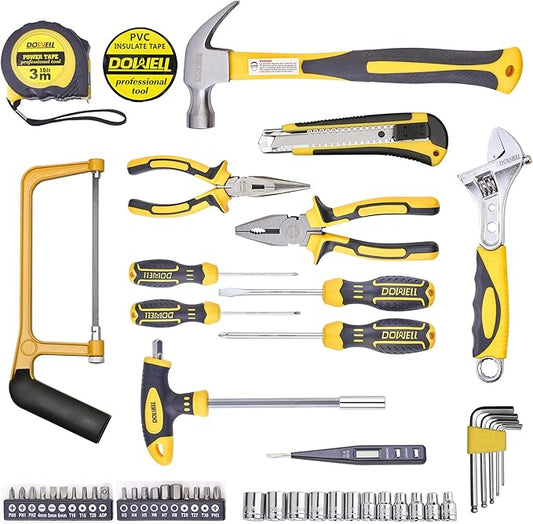 DOWELL Tool Set 49-Piece Home Repair Hand Tool Kit with Plastic Tool Box Storage Case