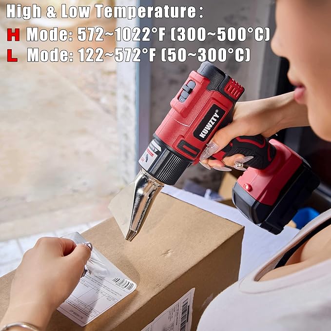 Cordless Heat Gun for Milwaukee M18 Battery,with LCD Digital Display, 2-Temp Setting Max 1022°F(550°C),Heat Gun for Shrink Wrapping, Tube Bending,Resin(Tool Only, NO Battery)
