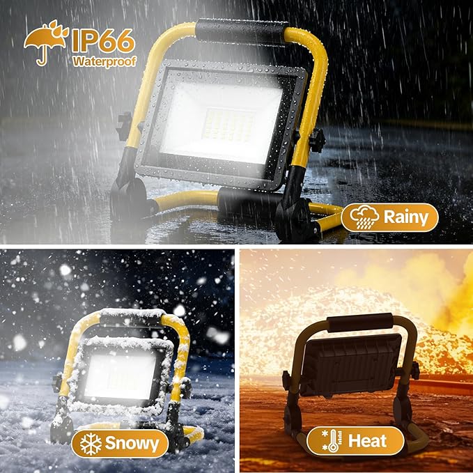 AIKVSXER 7200LM Led Work Light, 60W 6000K Portable Flood Light with 5.9FT Cord & Switch, IP66 Waterproof Worklight for Indoor Outdoor Job Site Repairing Garage Workshop, Gifts for Man