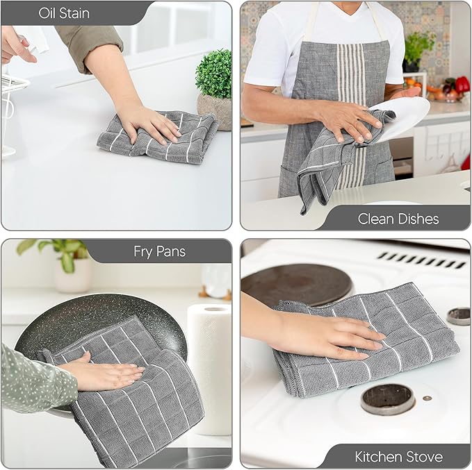 Utopia Towels - Microfiber Kitchen Towels, Super Absorbent 18 x 26 Inches, Durable, Soft, and Lint Free Dish Towels, Ideal for Cleaning Dishes, Pans, and Kitchen Appliance (8 Pack, Grey)