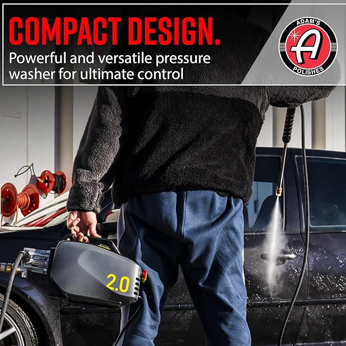 Adam's Polishes Active Pressure Washer 2.0 & Mega Foam Car Soap (5 Item) Powerful, Lightweight, Portable Electric Pressure Washer Sprayer | 1800 PSI, 2.0 GPM | for Car Home Auto Patio RV Motorcycle