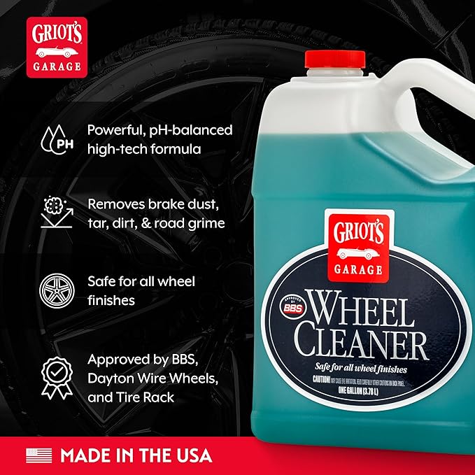 Griot's Garage Wheel Cleaner for All Finishes, Car Tire Rim Cleaning, Brake Dust and Grime Remover, PH Balanced, 11107, One Gallon