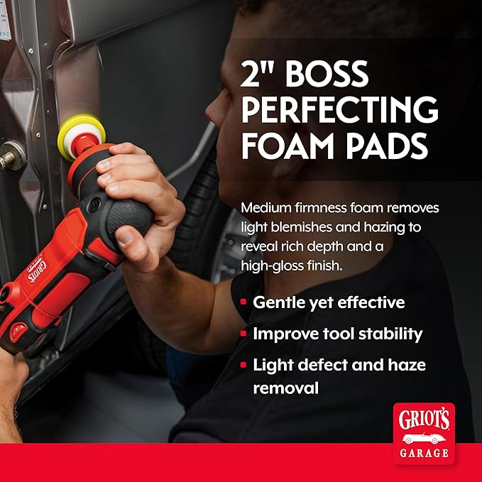 Griot's Garage 2” Perfecting Foam Pads for Car Polishing and Detailing, Buffing Pads for Paint Correction, Polishing, and Waxing, Yellow, Set of 4