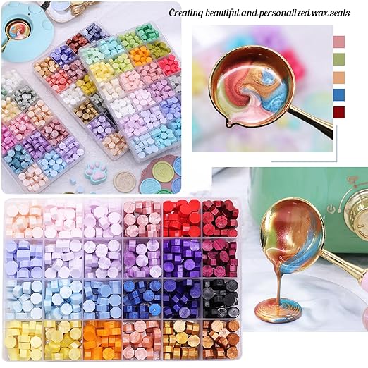 Metallic Assorted Color Wax Seal Beads - 600 Pcs, 24 Galaxy Colors for Wax Seals, Envelope, Wedding Invitation & Wine Bottle