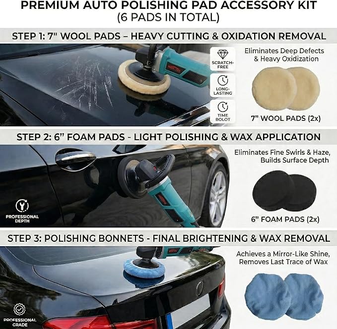 Dobetter Constant Car Buffer Polisher for Car Detailing, 1500W Car Wax Buffer with 6-Speed Adjustable LCD Display, Precision Finish for Marine, Automotive & Furniture Surfaces(Green)