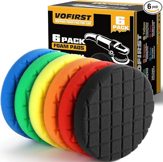 6 PCS Buffing Polishing Pad, 5.5 Inch Buffing Pads for Polisher, Body Repair Buffing Sponge Pad Kit for 5 Inch Backing Plate, for Car Buffer Compounding, Polishing and Waxing
