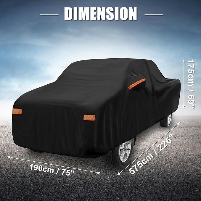 X AUTOHAUX Car Cover for Toyota Tacoma Crew Cab Pickup 2005-2021 Aluminum Film Outdoor Waterproof Sun Rain Snow Hail Protection with Driver Door Zipper