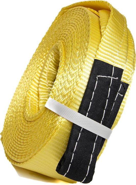9 Ton 3 Inch 30 Ft. Polyester Tow Strap Rope 2 Loops 20,000 lb Towing Recovery by Alfa Wheels (3in 30ft 3x30 Yellow)
