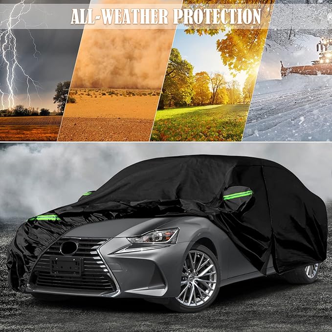 Waterproof Car Cover Replace for 2005-2025 Lexus IS250 IS250C IS300 IS350, 6 Layers All Weather Custom-fit Car Covers with Zipper Door & Windproof Bands for Snow Rain Dust Hail Protection (is)