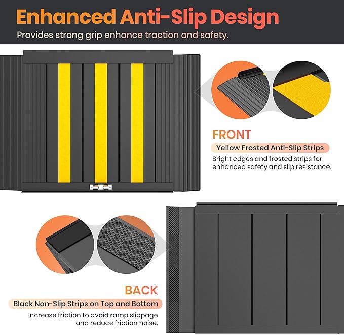 2FT Portable Wheelchair Ramp with Handle, Non-Slip Aluminum Ramps for Wheelchairs for Home, Folding Handicap Wheelchair Ramp for Doorways, Thresholds, Steps, Curbs, Stairs, 800 LBS Capacity