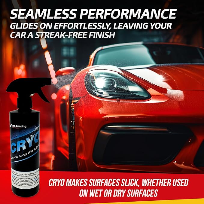 DURA-COATING TECHNOLOGY, CRYO Hybrid Ceramic Spray Sealant - Ceramic Spray Sealant & Detailer for Smooth & Streak-Less Finish - 16 oz Bottle of Hybrid Polymer Ceramic Spray Sealant & Plush Towel