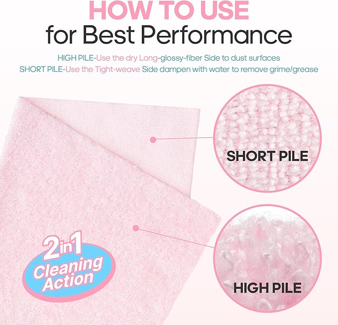 Fantasticlean XL Tear-Away Microfiber Cleaning Cloth Roll, 16'' by 16''- 36 Sheets, Thick & Large Detailing Towels, Ultra Absorbent, Lint-Free Reusable Wipes for All-Around Cleaning (Glossy Pink)