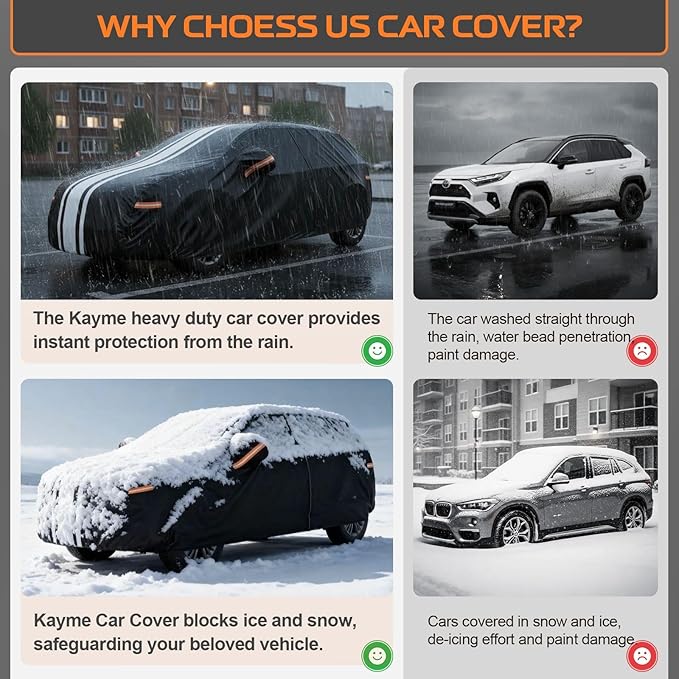 Kayme Heavy Duty Car Cover Custom Fit for Porsche 718 Boxster Cayman 981 982 986 (1996-2025), Outdoor Full Exterior Cover with Tape and Towel, Rain Snow Sun UV Protection.