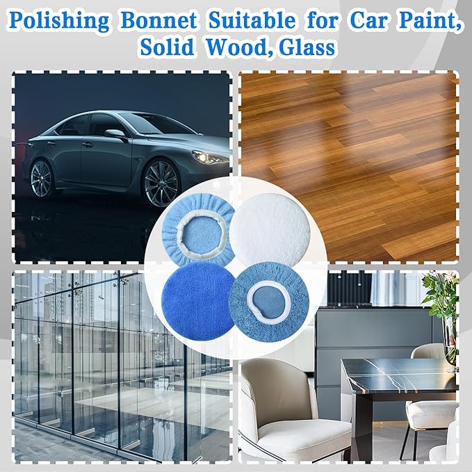 Buffing Bonnets Kit - 12pcs Polishing Bonnets for 9-10 Inch Orbital Buffer Polisher