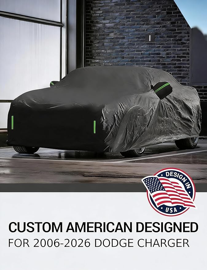 Proadsy Car Cover for Dodge Charger 2006-2025 2026 Waterproof All Weather for Automobiles, Windproof Snowproof Rain Hail Sun UV Protection Full Outdoor Indoor Exterior Car Covers, Black
