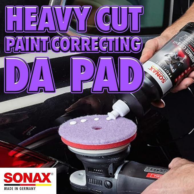 SONAX Hybrid Wool Pad 493800 | Heavy Cut Polishing Pad for Dual-Action Machines | Reduces Polishing Time | Removes Deep Scratches & Matting | 85% Wool, 15% Polyester | Low Heat Generation | 143mm