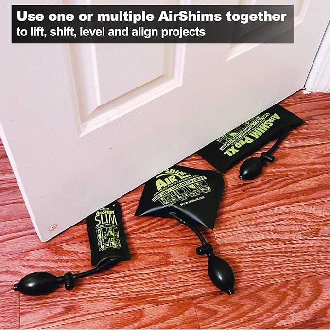 Calculated Industries 1134 AirShim Inflatable Pry Bars and Leveling Tools 3-pc Value Pack – Original AirShim, AirShim Pro XL, and AirShim Slim | Contractor-Grade Alignment Pump Wedges | Set of 3