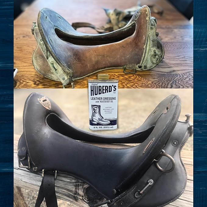 Huberd’s Leather Dressing with Neatsfoot Oil - Leather Conditioner and Softener for Boots, Shoes & Leather Gear. Breaks in New Leather & Softens Old Leather.