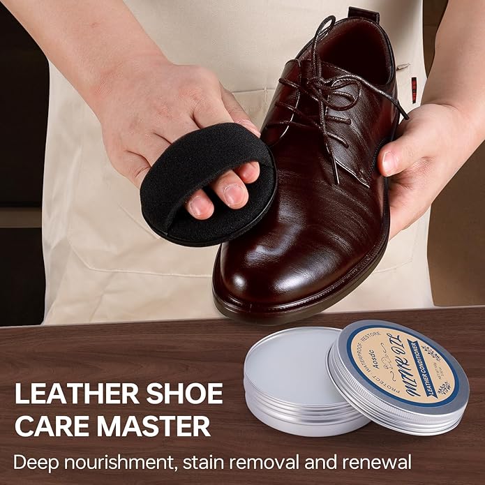 Mink Oil Leather Conditioner Cleaner for Leather Boots, Mink Oil Kit 3.52 Oz with Sponge, All-Natural Waterproof Soften and Restore Shoes, Jackets, Hats, Baseball Gloves, Saddles and Harnesses