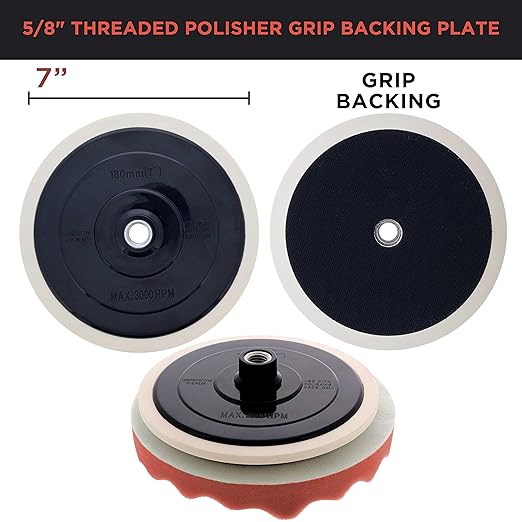 TCP Global Professional 3 Pad Buffing and Polishing Kit with 8 Inch Waffle Foam Pads for Car Detailing - Complete Polisher Buffing Pad Set with 5/8" Threaded Backing Plate