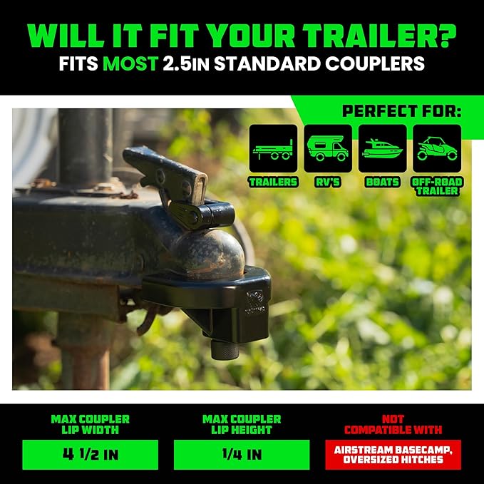 Rhino USA Trailer Hitch Lock Kit (for 2-5/16" Trailers) Heavy Duty Anti Theft Trailer Coupler Locks for RV, Camper, Trailer, Boat, Caravan - Reinforced Solid Steel Tow Lock for Trailer Tongue
