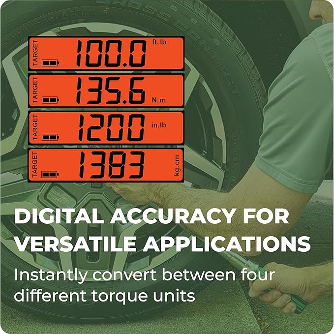 Digital Torque Wrench 1/2" Drive (25-250 ft-lb) - Professional Electronic & Click-Style Torque Tool for Automotive, Mechanic, Motorcycle, & Bike Maintenance - Precision Calibrated