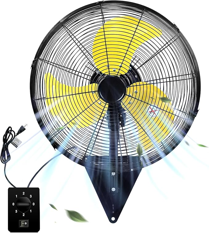 TMWINGS 20 Inch Wall Mount Fan, Heavy Duty Oscillating Wall-Mounted Fan with 6600 CFM, High Velocity 3 Speed Fans with Adjustable Tilting for Workshop, Garage, Patios, Commercial and Industrial