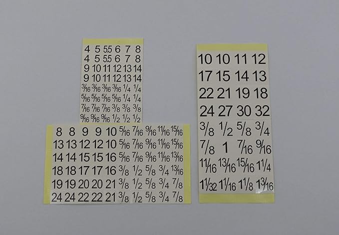 Socket Size Marker/Labels (SAE/Metric) - Accessory for Organizer Genie Pegboards to Label Sockets for Size or Standard (SAE/Metric)