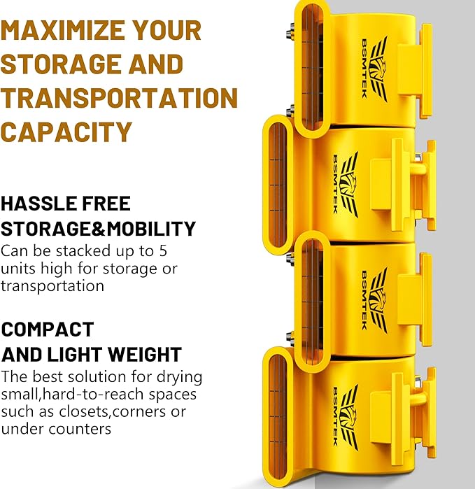 Air Mover Blower Fan, Industrial 1.5HP MAX10000CFM Monster Floor Blower Carpet Dryers - 3 Speeds, 4 Adjustable Angles, 15FT Long Cord, Stackable, Yellow - 2026 Upgraded